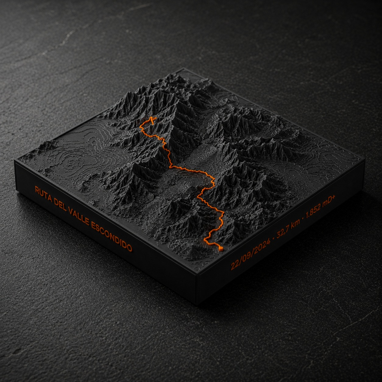 Base Sendaro Ruta del Valle Escondido en relieve 3D